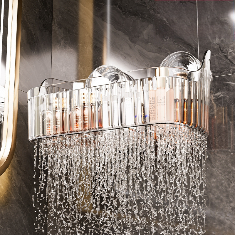 Independent Ράφι Μπάνιου Τοίχου με Βεντούζα, Χωρίς Τρύπες, Μεγάλη Χωρητικότητα, Στυλ Light Luxury