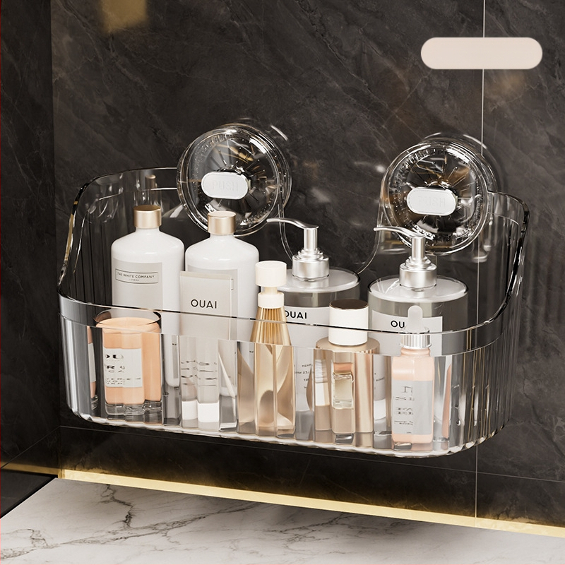 Independent Ράφι Μπάνιου Τοίχου με Βεντούζα, Χωρίς Τρύπες, Μεγάλη Χωρητικότητα, Στυλ Light Luxury