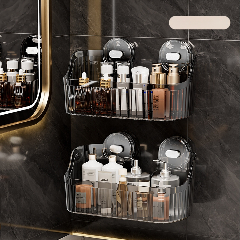 Independent Ράφι Μπάνιου Τοίχου με Βεντούζα, Χωρίς Τρύπες, Μεγάλη Χωρητικότητα, Στυλ Light Luxury