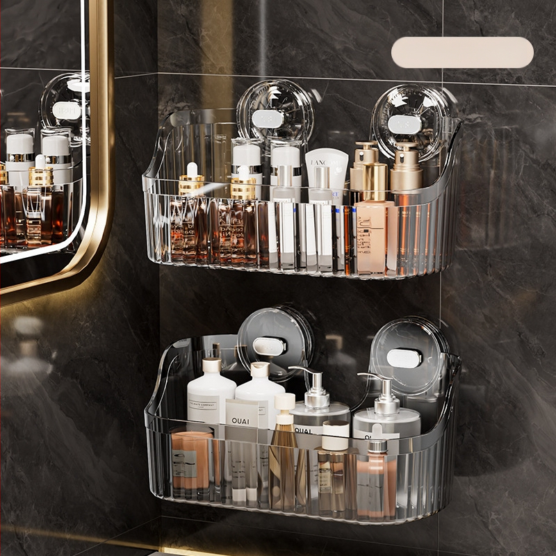 Independent Ράφι Μπάνιου Τοίχου με Βεντούζα, Χωρίς Τρύπες, Μεγάλη Χωρητικότητα, Στυλ Light Luxury