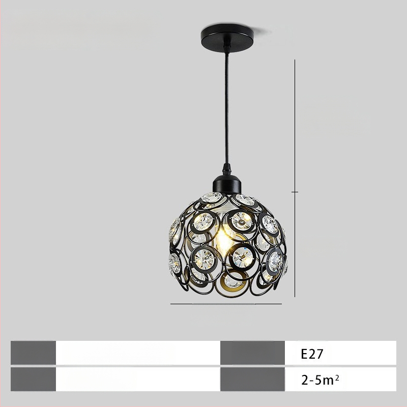 Κρυστάλλινο κρεμαστό φωτιστικό οροφής, πολυκεφαλής, LED φωτισμός, ρυθμιζόμενος ύψος, μεταλλική σκιά από σίδηρο, κατάλληλο για είσοδο και μπαλκόνι, ευρωπαϊκό στυλ, κάλυψη 5–10 m²