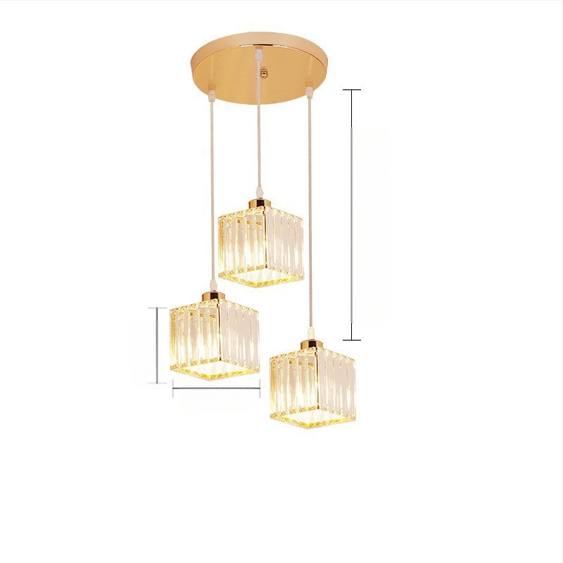 Κρυστάλλινο κρεμαστό φωτιστικό οροφής, πολυκεφαλής, LED φωτισμός, ρυθμιζόμενος ύψος, μεταλλική σκιά από σίδηρο, κατάλληλο για είσοδο και μπαλκόνι, ευρωπαϊκό στυλ, κάλυψη 5–10 m²