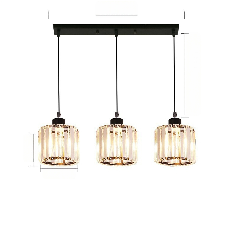 Κρυστάλλινο κρεμαστό φωτιστικό οροφής, πολυκεφαλής, LED φωτισμός, ρυθμιζόμενος ύψος, μεταλλική σκιά από σίδηρο, κατάλληλο για είσοδο και μπαλκόνι, ευρωπαϊκό στυλ, κάλυψη 5–10 m²