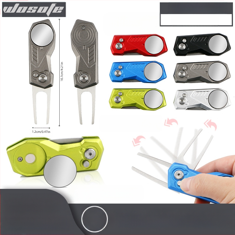 Golf Green Fork – сгъваем голф аксесоар, изработен от неръждаема стомана и алуминий, марка wosofe, с отпечатано лого