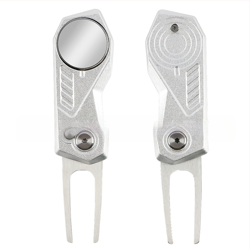 Golf Green Fork – сгъваем голф аксесоар, изработен от неръждаема стомана и алуминий, марка wosofe, с отпечатано лого