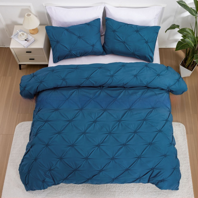 Trīsdaļu segas pārvalku komplekts, poliestera audums, vienkāršs audums, pusreaktīvā druka un krāsošana, 90 g/m2