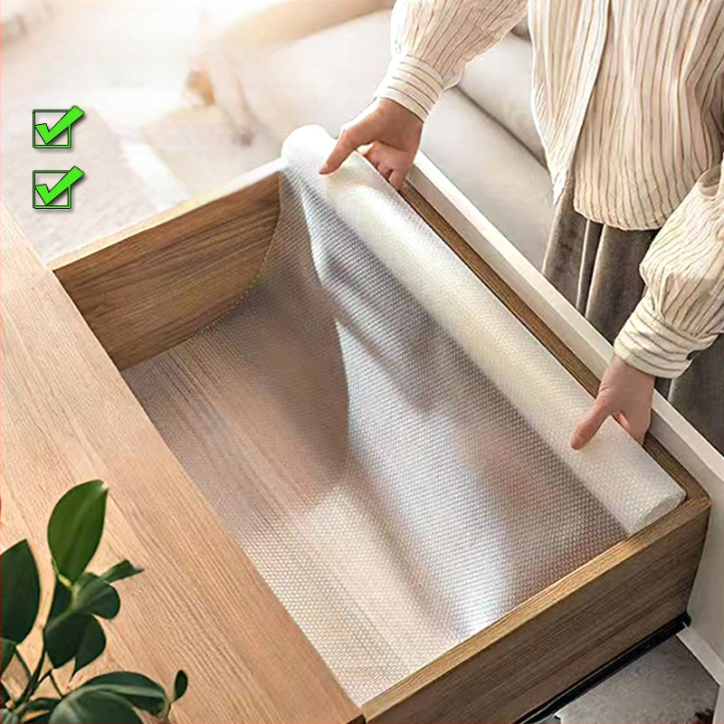 Virtuvės spintelės stalčiaus drėgmės atsparus kilimėlis su EVA atspariu vandeniui sluoksniu ant PE pagrindo (EVA 99% turinys), šiuolaikinis minimalistinis dizainas