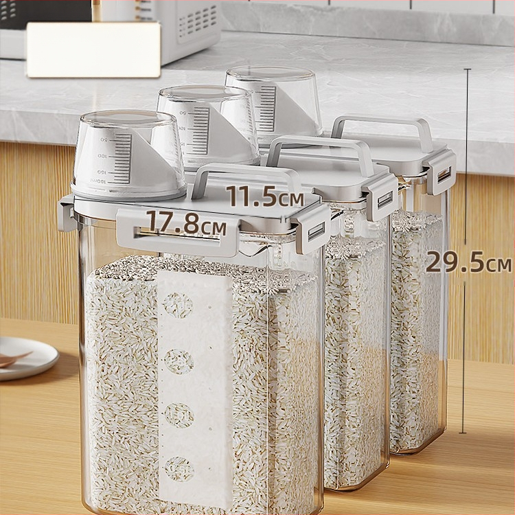 Ryžių ir grūdų laikymo dėžutė, atspari drėgmei, sandari, plastmasinė, japonų stiliaus