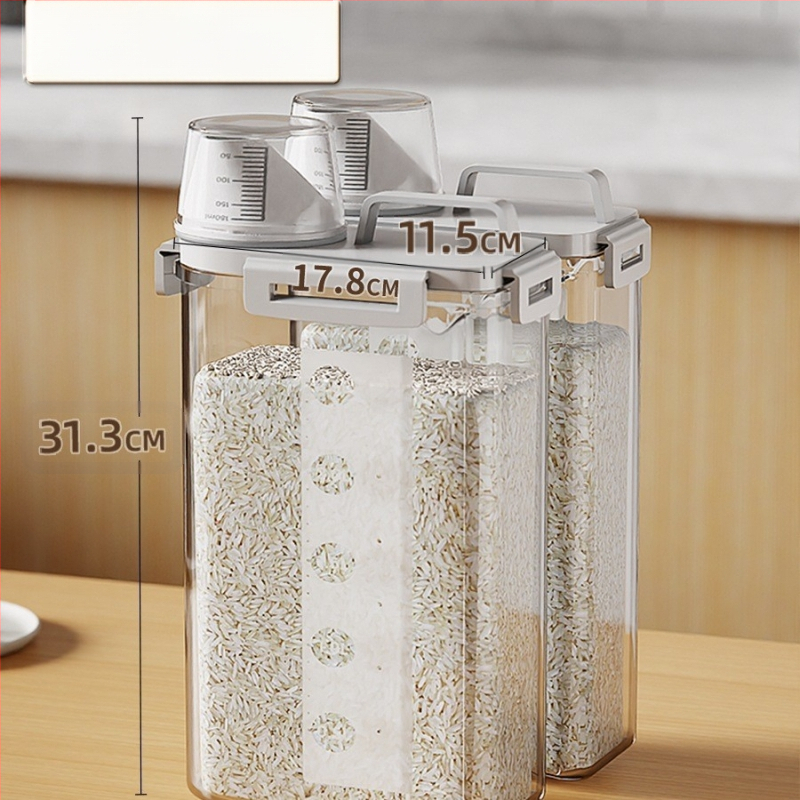 Ryžių ir grūdų laikymo dėžutė, atspari drėgmei, sandari, plastmasinė, japonų stiliaus