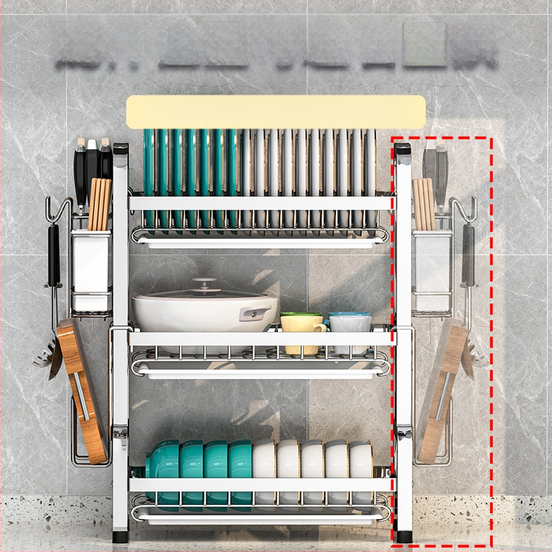 Nerūsējošā tērauda virtuves trauku plaukts — daudzslāņains žāvētājs, mūsdienīgs vienkāršs stils