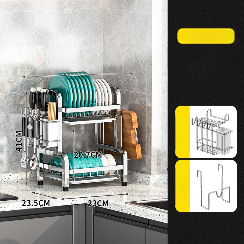 Nerūsējošā tērauda virtuves trauku plaukts — daudzslāņains žāvētājs, mūsdienīgs vienkāršs stils