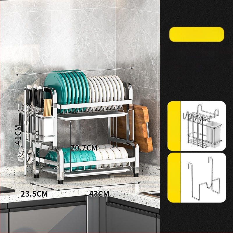 Nerūsējošā tērauda virtuves trauku plaukts — daudzslāņains žāvētājs, mūsdienīgs vienkāršs stils