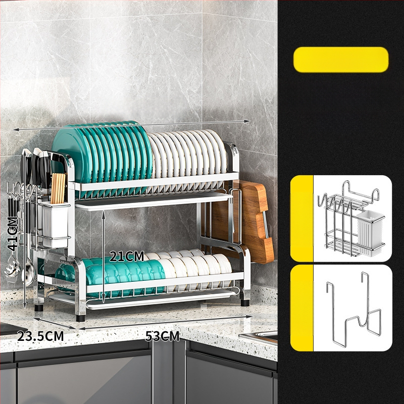 Nerūsējošā tērauda virtuves trauku plaukts — daudzslāņains žāvētājs, mūsdienīgs vienkāršs stils