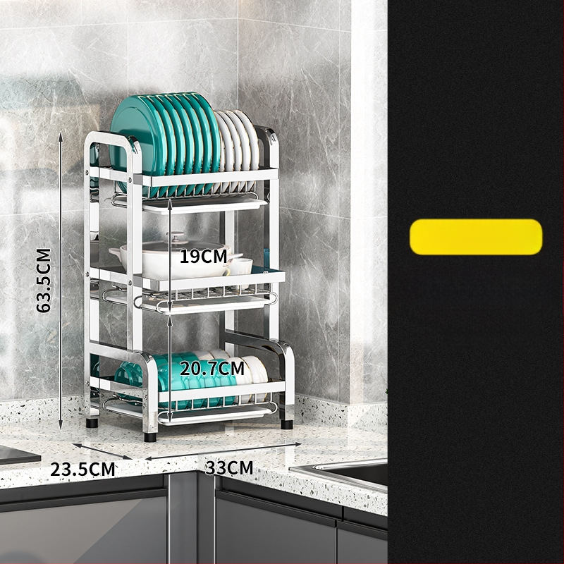 Nerūsējošā tērauda virtuves trauku plaukts — daudzslāņains žāvētājs, mūsdienīgs vienkāršs stils