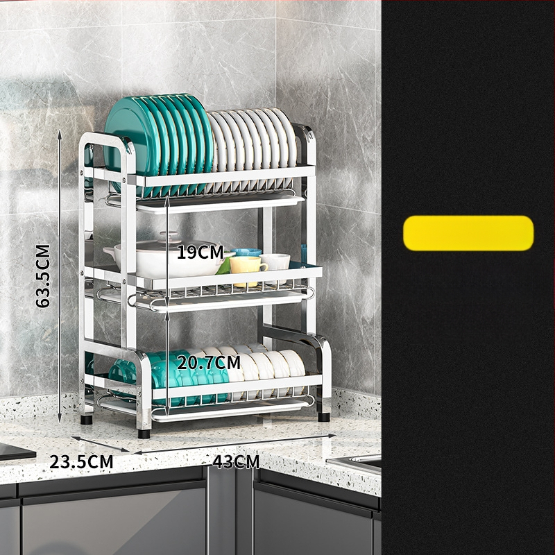 Nerūsējošā tērauda virtuves trauku plaukts — daudzslāņains žāvētājs, mūsdienīgs vienkāršs stils