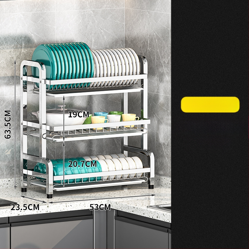 Nerūsējošā tērauda virtuves trauku plaukts — daudzslāņains žāvētājs, mūsdienīgs vienkāršs stils