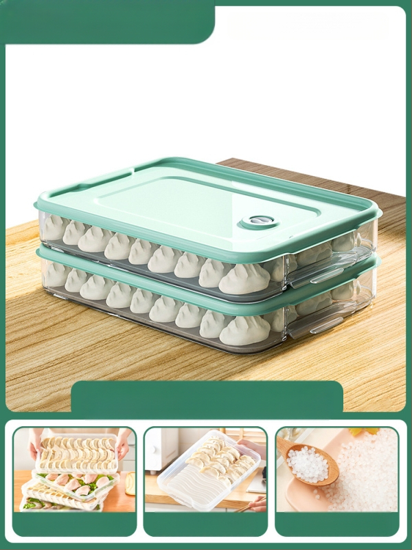 Koldūnų ir wontonų laikymo dėžutė, maisto kokybės PP, šaldytuvo ir šaldiklio organizatorius