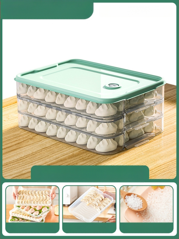 Koldūnų ir wontonų laikymo dėžutė, maisto kokybės PP, šaldytuvo ir šaldiklio organizatorius