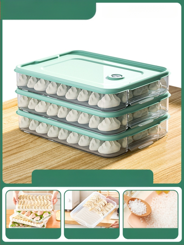 Koldūnų ir wontonų laikymo dėžutė, maisto kokybės PP, šaldytuvo ir šaldiklio organizatorius