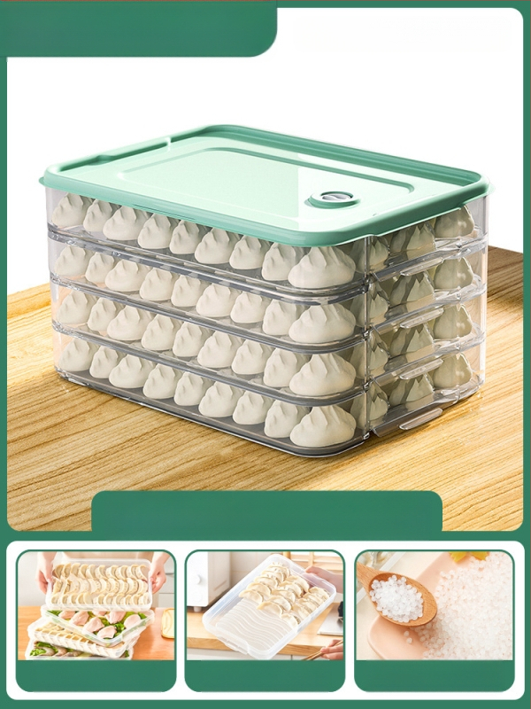 Koldūnų ir wontonų laikymo dėžutė, maisto kokybės PP, šaldytuvo ir šaldiklio organizatorius