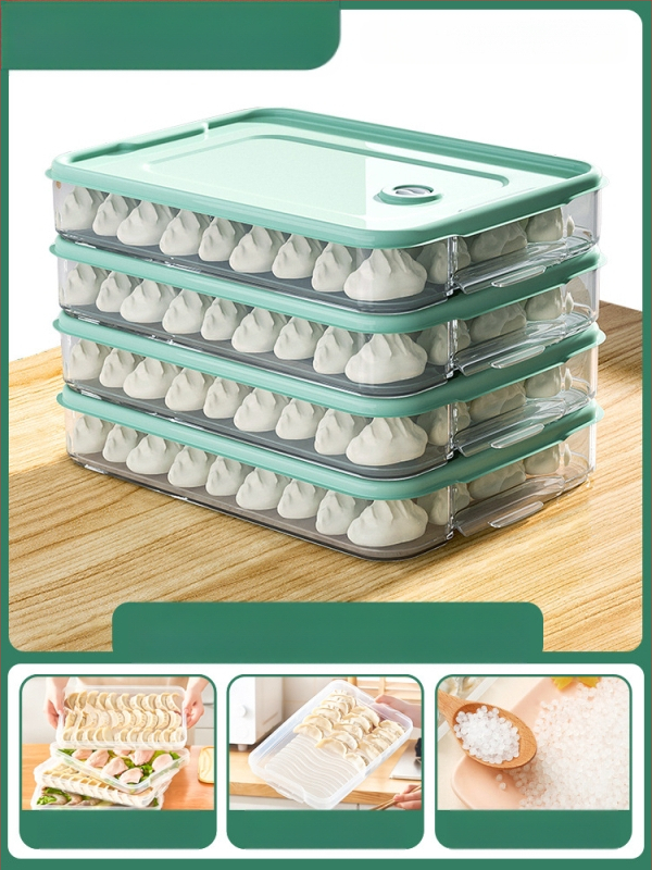 Koldūnų ir wontonų laikymo dėžutė, maisto kokybės PP, šaldytuvo ir šaldiklio organizatorius