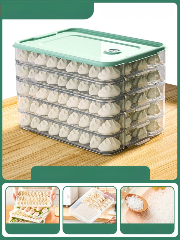 Koldūnų ir wontonų laikymo dėžutė, maisto kokybės PP, šaldytuvo ir šaldiklio organizatorius