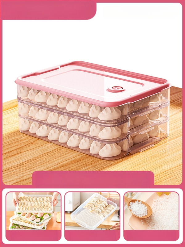 Koldūnų ir wontonų laikymo dėžutė, maisto kokybės PP, šaldytuvo ir šaldiklio organizatorius