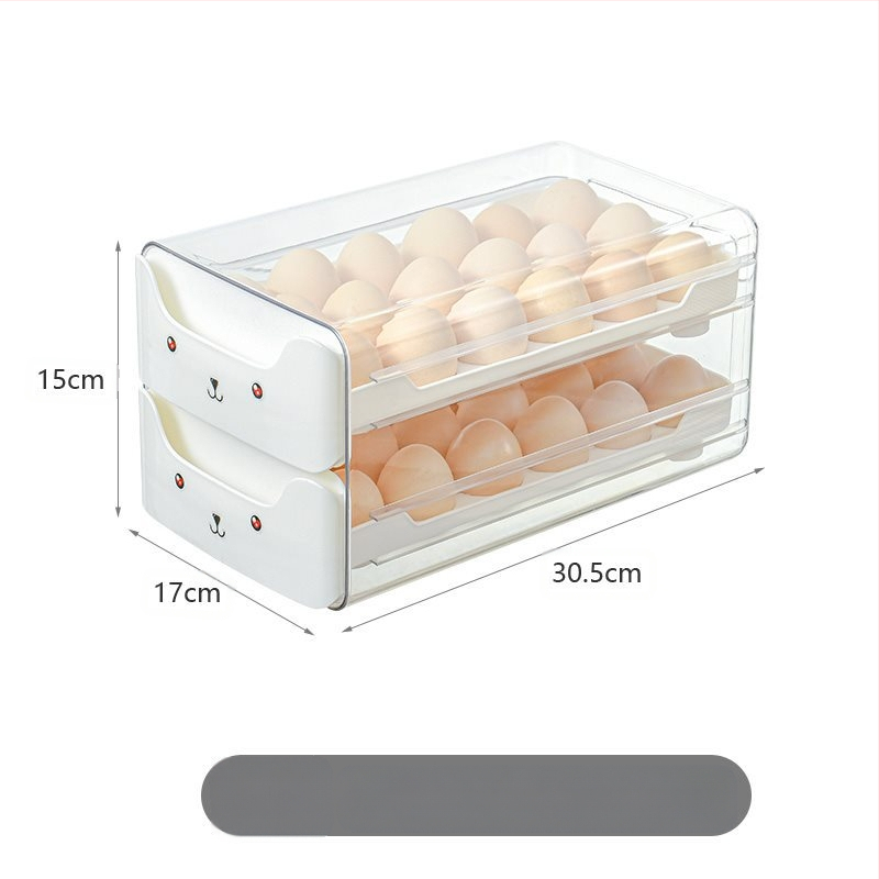Olu laikymo dėžutė šaldytuvui su stalčiumi, maisto kokybės, žąsų kiaušinių organizatorius, sidabrinė, japoniško stiliaus