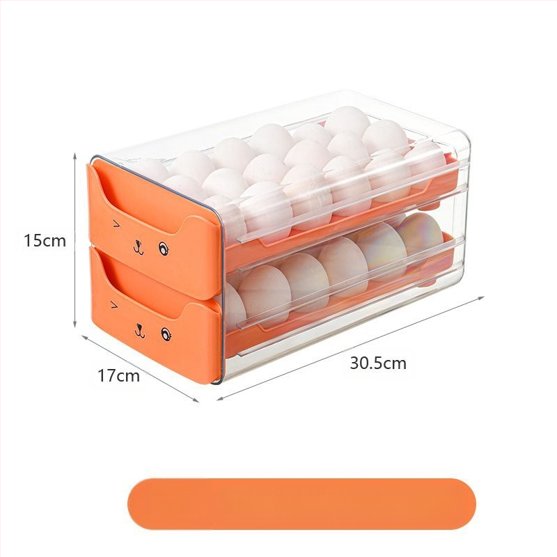 Olu laikymo dėžutė šaldytuvui su stalčiumi, maisto kokybės, žąsų kiaušinių organizatorius, sidabrinė, japoniško stiliaus