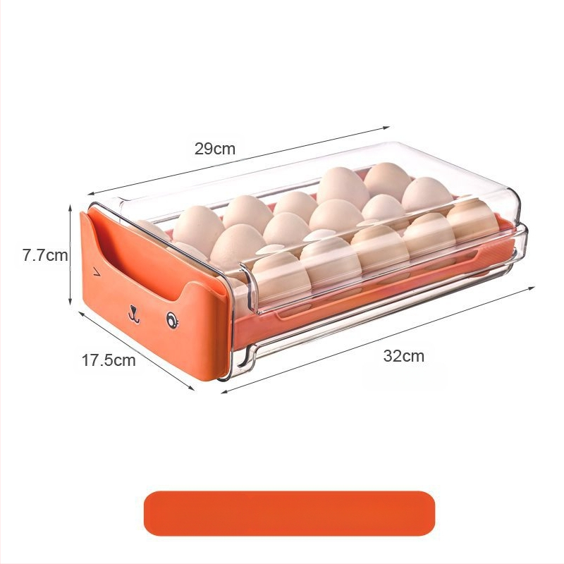 Olu laikymo dėžutė šaldytuvui su stalčiumi, maisto kokybės, žąsų kiaušinių organizatorius, sidabrinė, japoniško stiliaus