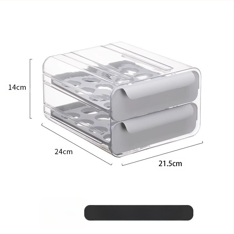 Olu laikymo dėžutė šaldytuvui su stalčiumi, maisto kokybės, žąsų kiaušinių organizatorius, sidabrinė, japoniško stiliaus