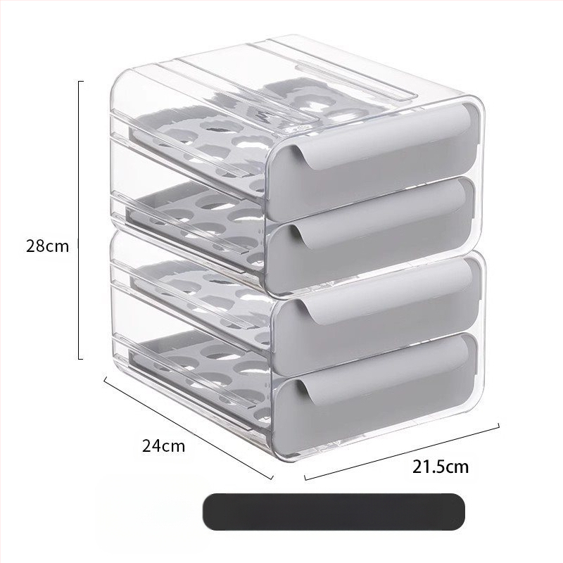 Olu laikymo dėžutė šaldytuvui su stalčiumi, maisto kokybės, žąsų kiaušinių organizatorius, sidabrinė, japoniško stiliaus