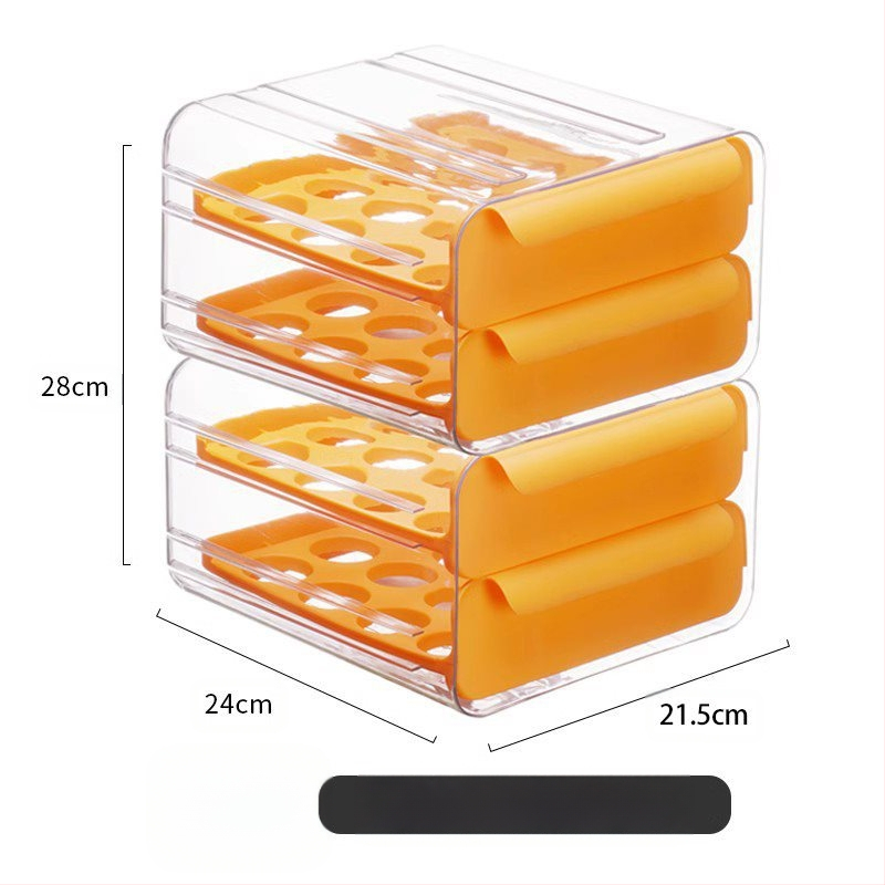 Olu laikymo dėžutė šaldytuvui su stalčiumi, maisto kokybės, žąsų kiaušinių organizatorius, sidabrinė, japoniško stiliaus