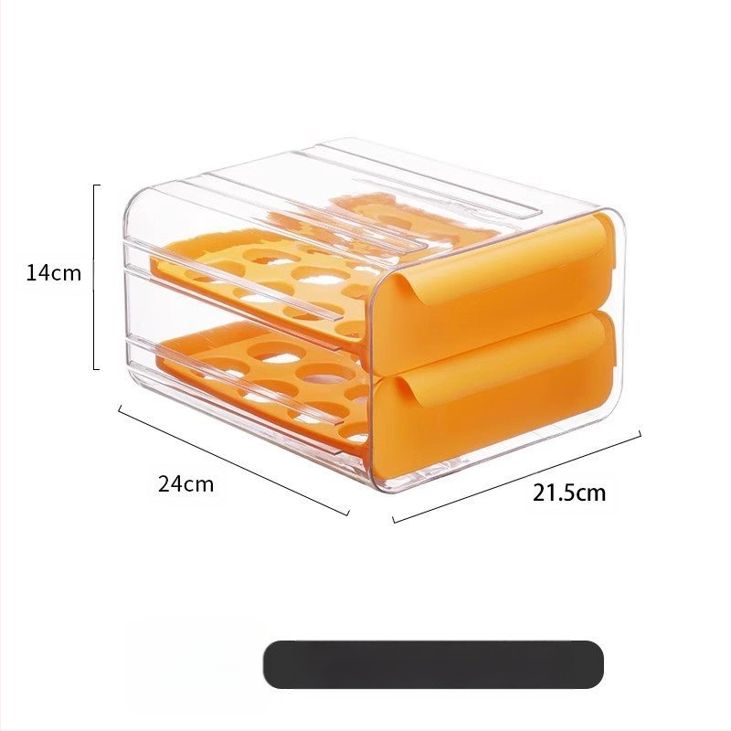 Olu laikymo dėžutė šaldytuvui su stalčiumi, maisto kokybės, žąsų kiaušinių organizatorius, sidabrinė, japoniško stiliaus