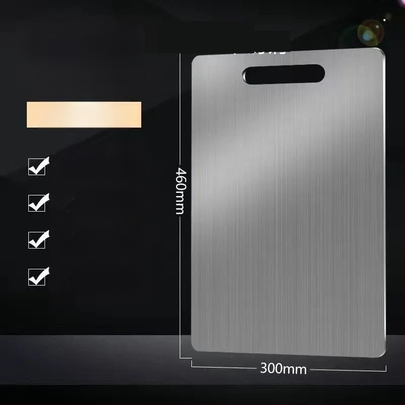 Σανίδα κοπής από ανοξείδωτο ατσάλι, διπλής όψεως, αντιμυκητιακή, αντιβακτηριακή, αντιολισθητική επιφάνεια.