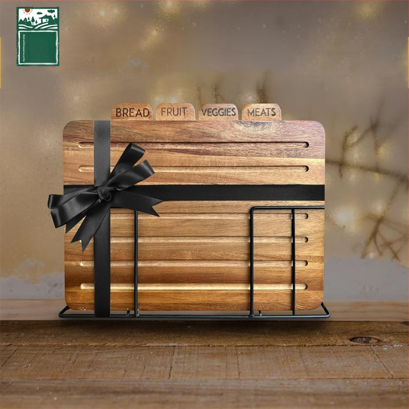 Ξύλινη σανίδα κοπής με βάση – ξύλινη επιφάνεια, μάρκα Good fortune, αντιολισθητική, αντιβακτηριακή, ανθεκτική στη μούχλα, μοντέρνο μινιμαλιστικό στυλ