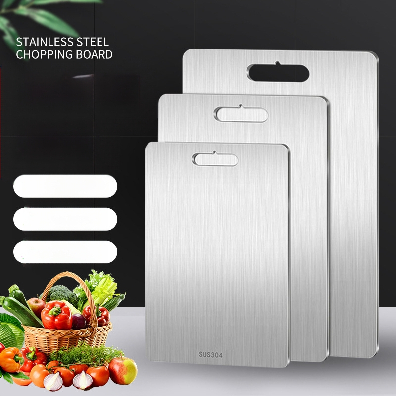 Δίσκος κοπής από ανοξείδωτο ατσάλι, διπλής όψης, κυκλικός, με οπή κρεμάσματος, αντιολισθητικός, βακτηριοστατικός