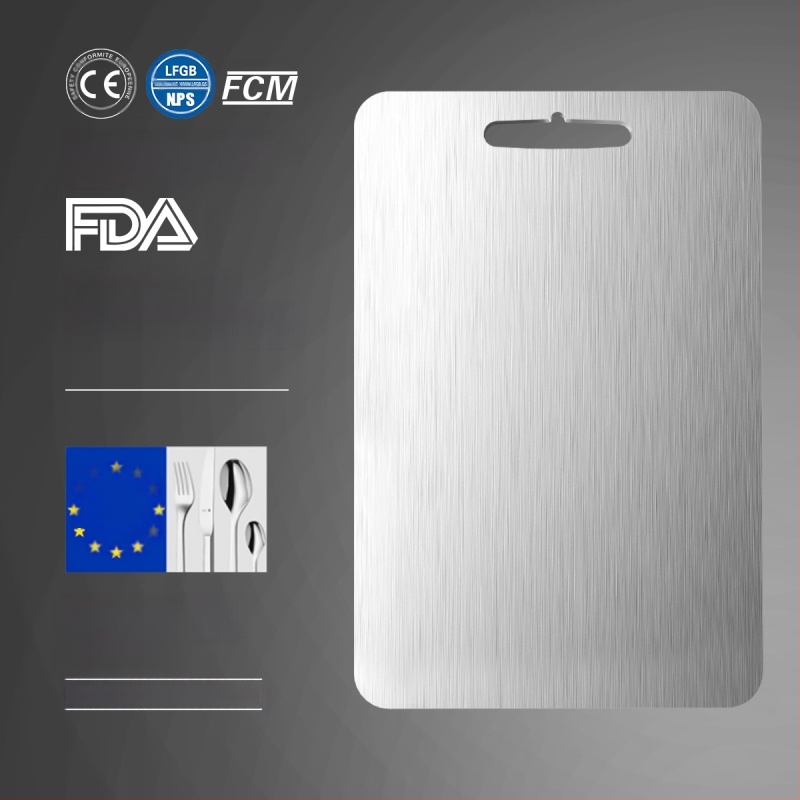 Δίσκος κοπής από ανοξείδωτο ατσάλι, διπλής όψης, κυκλικός, με οπή κρεμάσματος, αντιολισθητικός, βακτηριοστατικός