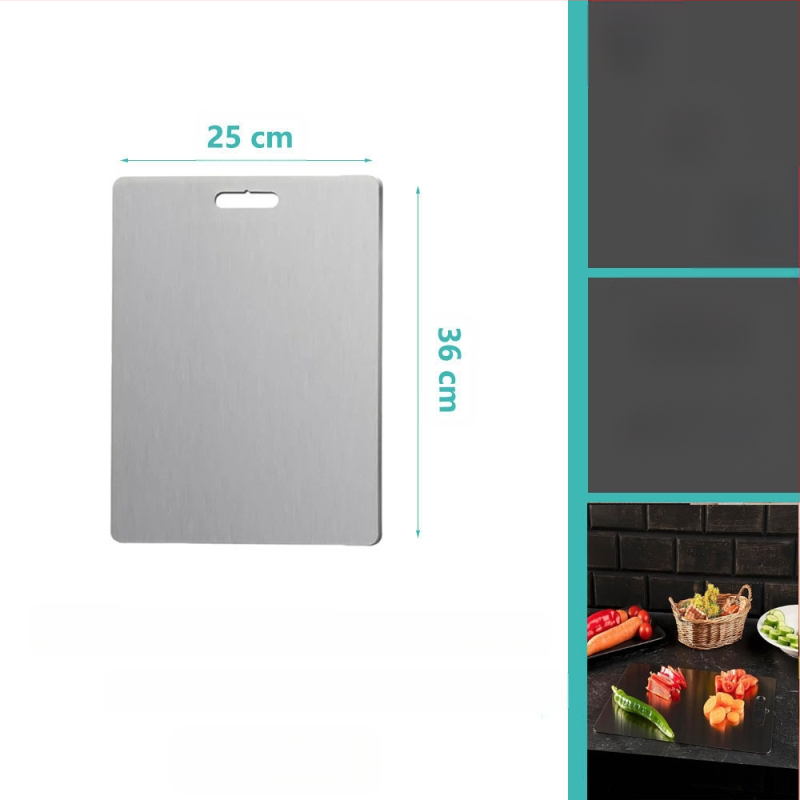 Δίσκος κοπής από ανοξείδωτο ατσάλι, διπλής όψης, κυκλικός, με οπή κρεμάσματος, αντιολισθητικός, βακτηριοστατικός