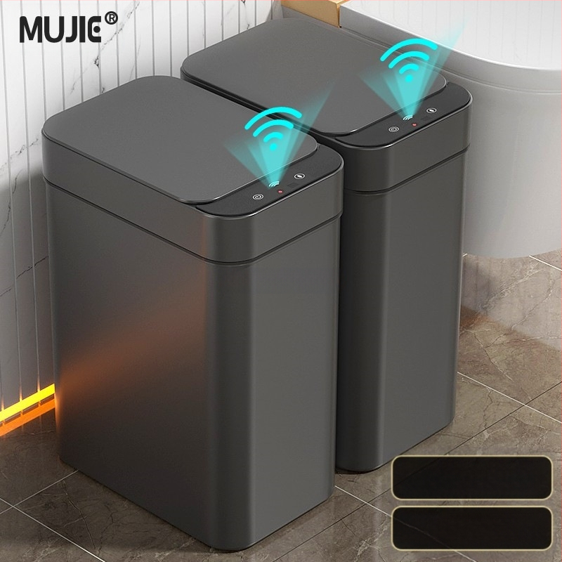 Έξυπνος κάδος απορριμμάτων οικιακής χρήσης – με αισθητήρα, πλήρως αυτοματοποιημένος, πλαστικός, μακρύ κυλινδρικό σχήμα, 100% νέου υλικού