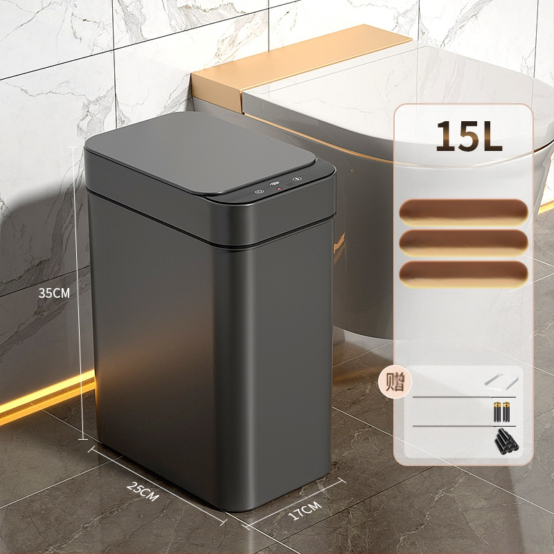 Έξυπνος κάδος απορριμμάτων οικιακής χρήσης – με αισθητήρα, πλήρως αυτοματοποιημένος, πλαστικός, μακρύ κυλινδρικό σχήμα, 100% νέου υλικού