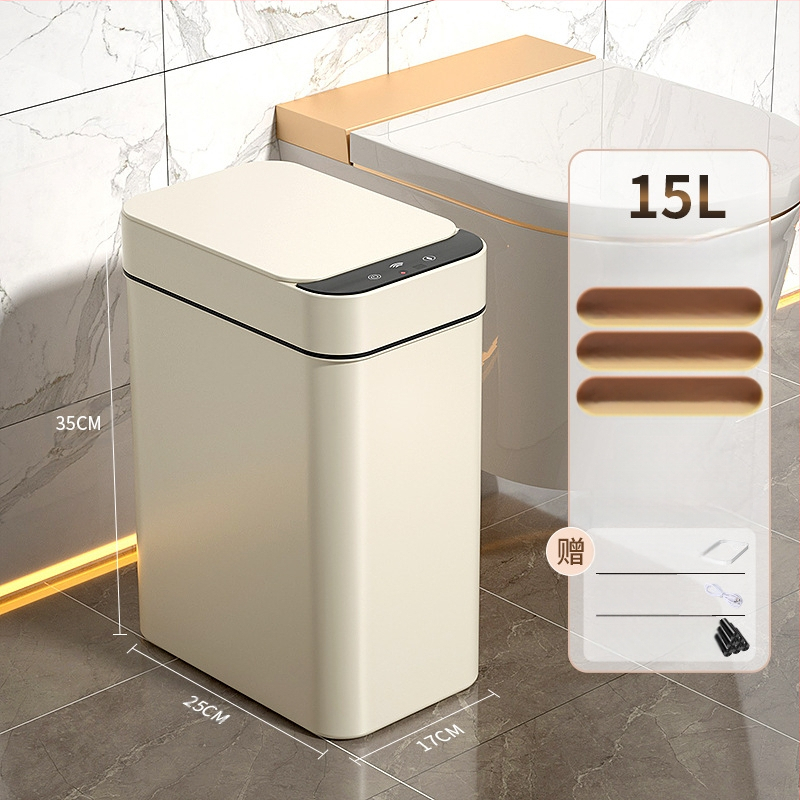 Έξυπνος κάδος απορριμμάτων οικιακής χρήσης – με αισθητήρα, πλήρως αυτοματοποιημένος, πλαστικός, μακρύ κυλινδρικό σχήμα, 100% νέου υλικού