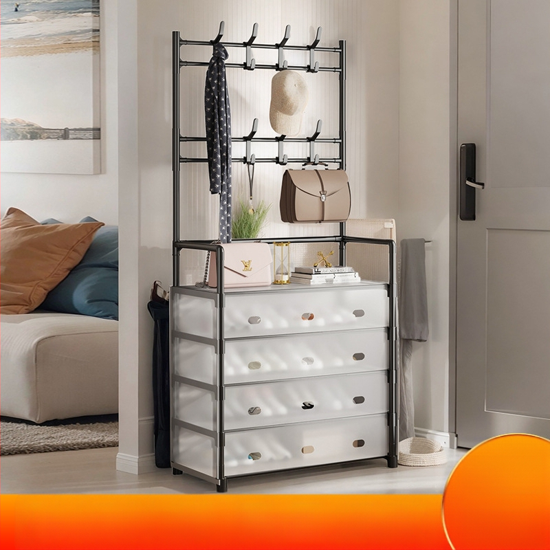 Μεταλλικό ράφι παπουτσιών και καπέλων με 3 ή 4 στρώσεις για είσοδο, πολυλειτουργικό αποθηκευτικό ντουλάπι, μοντέρνο μινιμαλιστικό στυλ