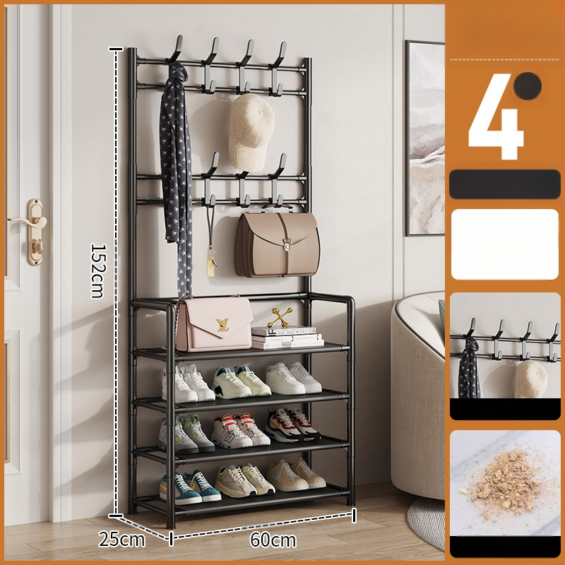 Μεταλλικό ράφι παπουτσιών και καπέλων με 3 ή 4 στρώσεις για είσοδο, πολυλειτουργικό αποθηκευτικό ντουλάπι, μοντέρνο μινιμαλιστικό στυλ