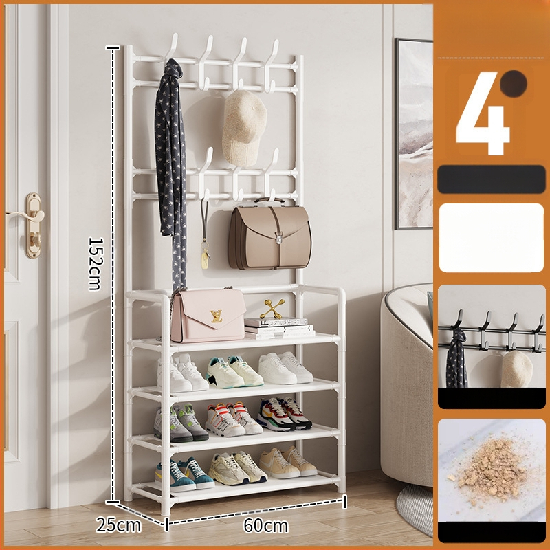 Μεταλλικό ράφι παπουτσιών και καπέλων με 3 ή 4 στρώσεις για είσοδο, πολυλειτουργικό αποθηκευτικό ντουλάπι, μοντέρνο μινιμαλιστικό στυλ