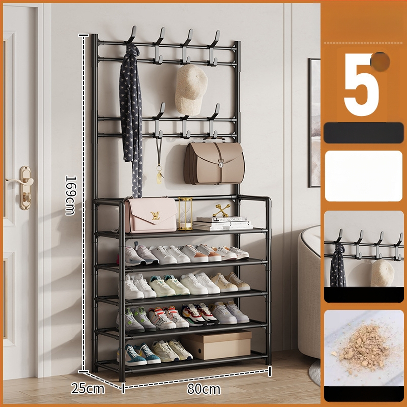 Μεταλλικό ράφι παπουτσιών και καπέλων με 3 ή 4 στρώσεις για είσοδο, πολυλειτουργικό αποθηκευτικό ντουλάπι, μοντέρνο μινιμαλιστικό στυλ