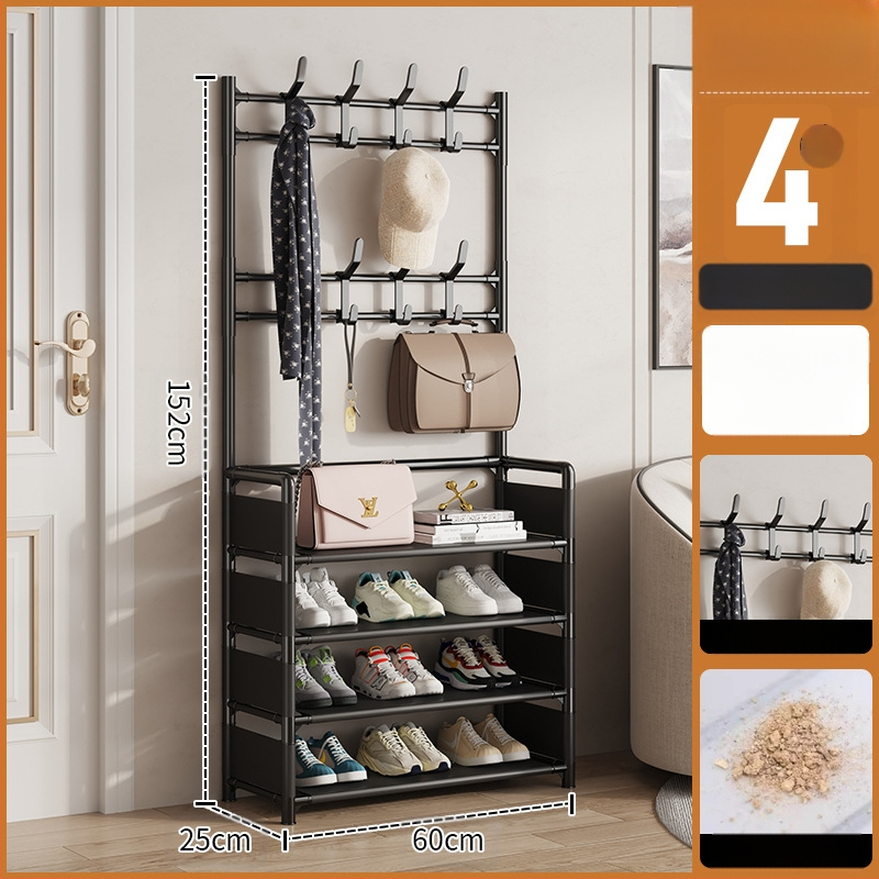 Μεταλλικό ράφι παπουτσιών και καπέλων με 3 ή 4 στρώσεις για είσοδο, πολυλειτουργικό αποθηκευτικό ντουλάπι, μοντέρνο μινιμαλιστικό στυλ