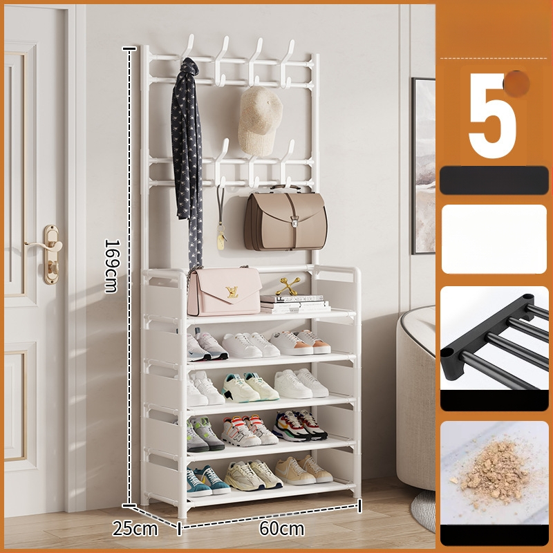 Μεταλλικό ράφι παπουτσιών και καπέλων με 3 ή 4 στρώσεις για είσοδο, πολυλειτουργικό αποθηκευτικό ντουλάπι, μοντέρνο μινιμαλιστικό στυλ
