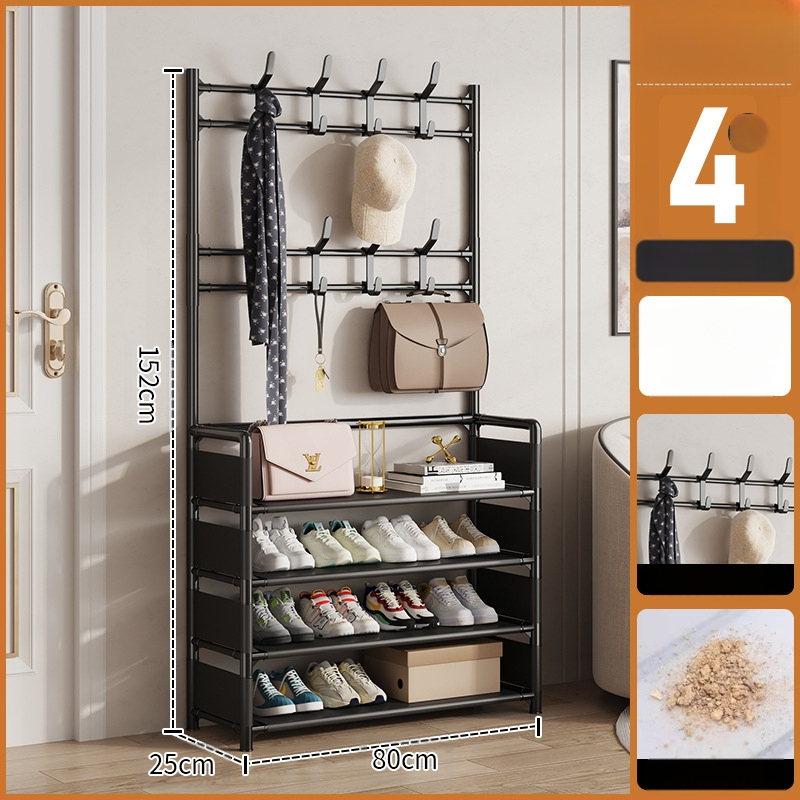 Μεταλλικό ράφι παπουτσιών και καπέλων με 3 ή 4 στρώσεις για είσοδο, πολυλειτουργικό αποθηκευτικό ντουλάπι, μοντέρνο μινιμαλιστικό στυλ