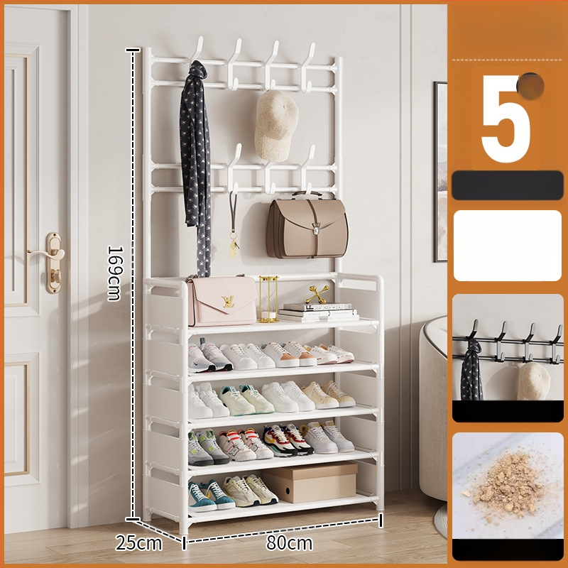 Μεταλλικό ράφι παπουτσιών και καπέλων με 3 ή 4 στρώσεις για είσοδο, πολυλειτουργικό αποθηκευτικό ντουλάπι, μοντέρνο μινιμαλιστικό στυλ